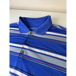 Mens Nike Golf Tour Performance Blue Striped Polo Shirt Size Large Performance